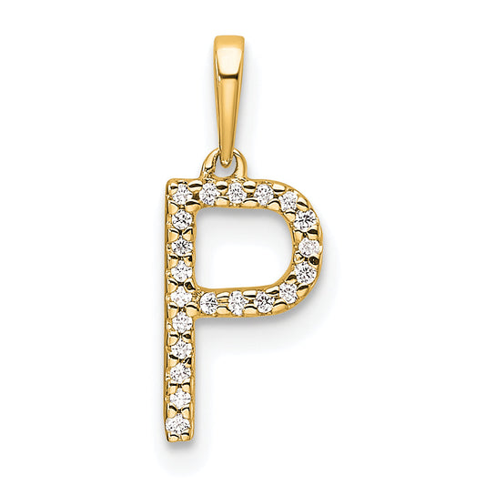 10K Yellow Gold 10K Diamond Letter P Initial Pendant