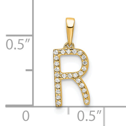 10K Yellow Gold 10K Diamond Letter R Initial Pendant