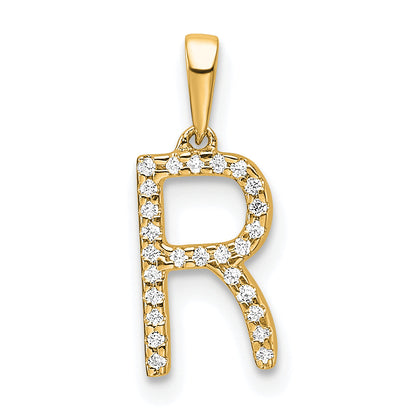 10K Yellow Gold 10K Diamond Letter R Initial Pendant