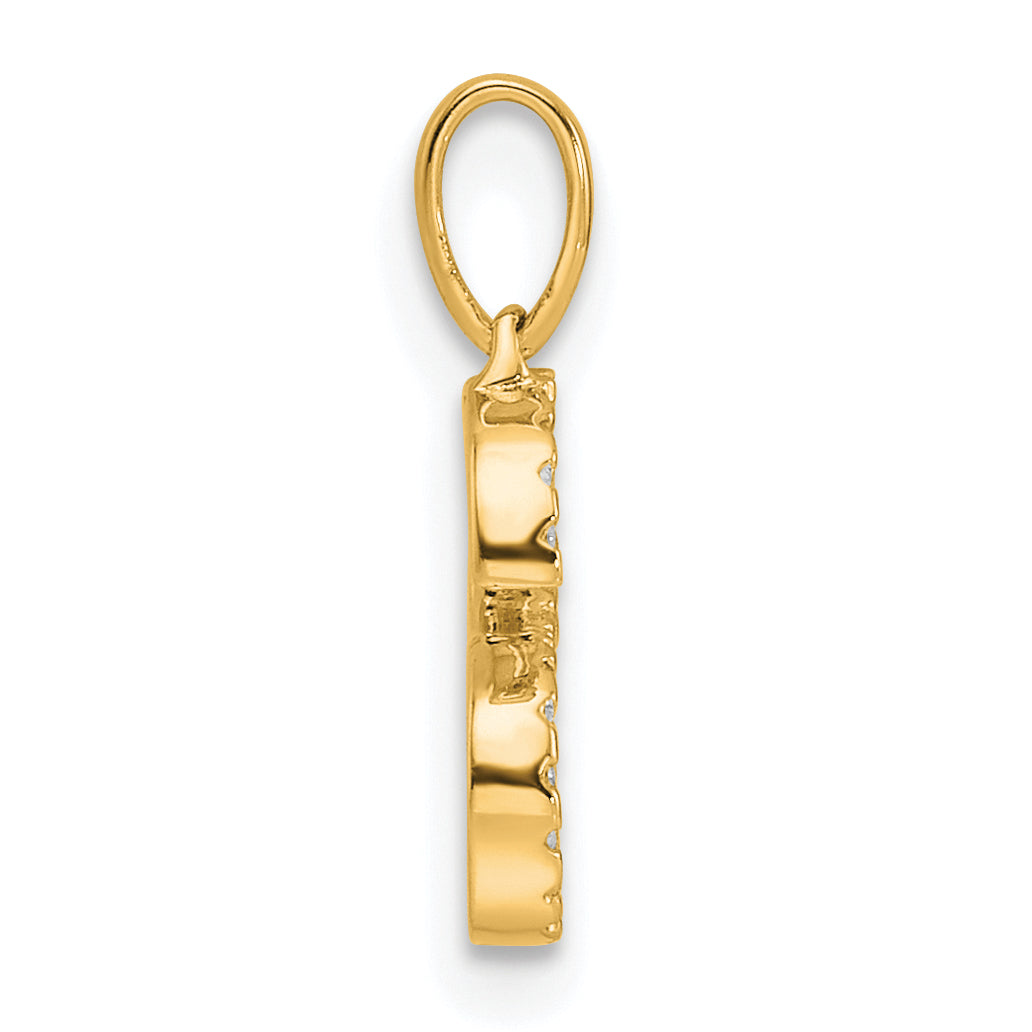 10K Yellow Gold 10K Diamond Letter S Initial Pendant