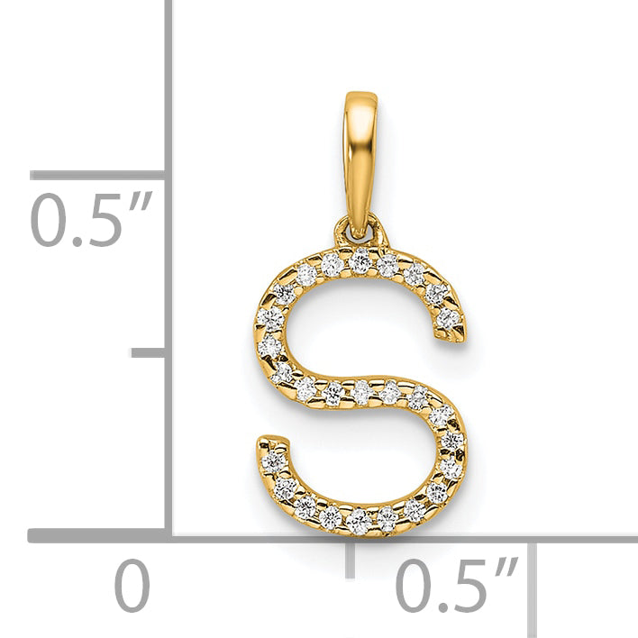 10K Yellow Gold 10K Diamond Letter S Initial Pendant