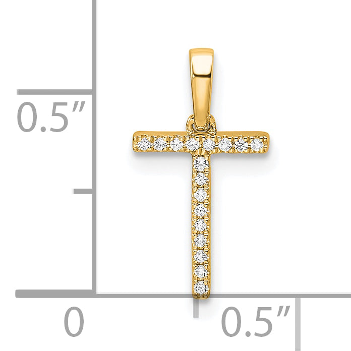 10K Yellow Gold 10K Diamond Letter T Initial Pendant