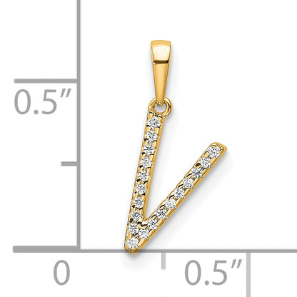 10K Yellow Gold 10K Diamond Letter V Initial Pendant