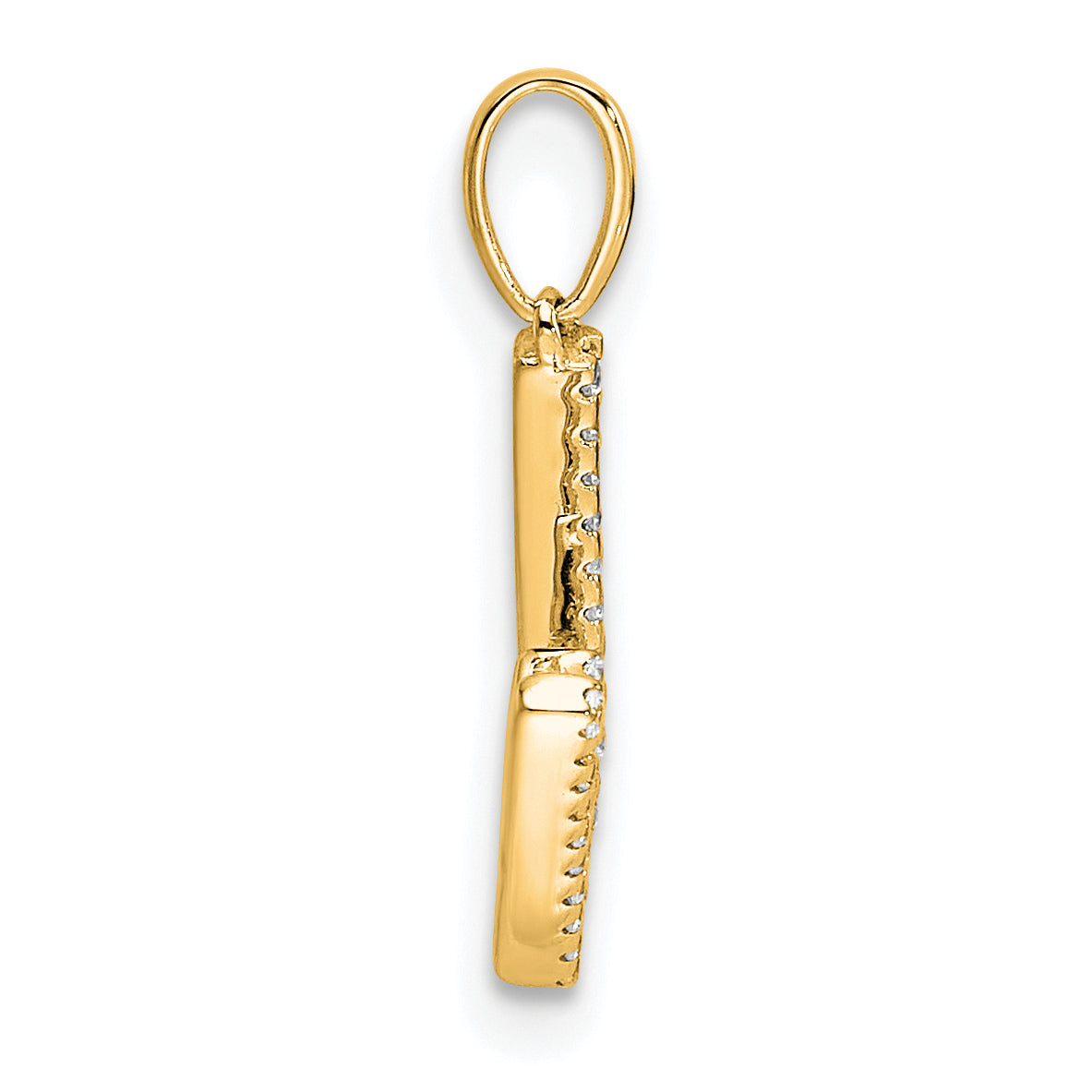 10K Yellow Gold 10K Diamond Letter W Initial Pendant