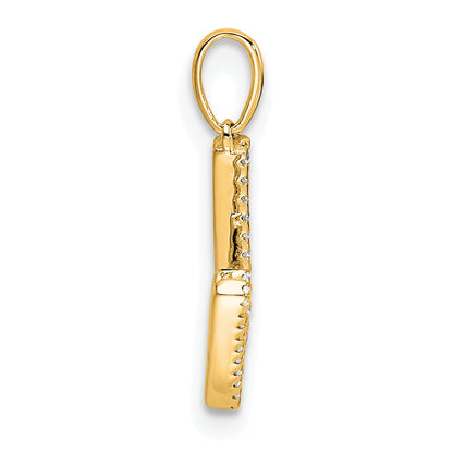 10K Yellow Gold 10K Diamond Letter W Initial Pendant