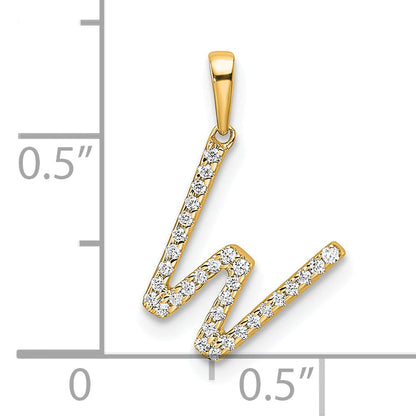 10K Yellow Gold 10K Diamond Letter W Initial Pendant