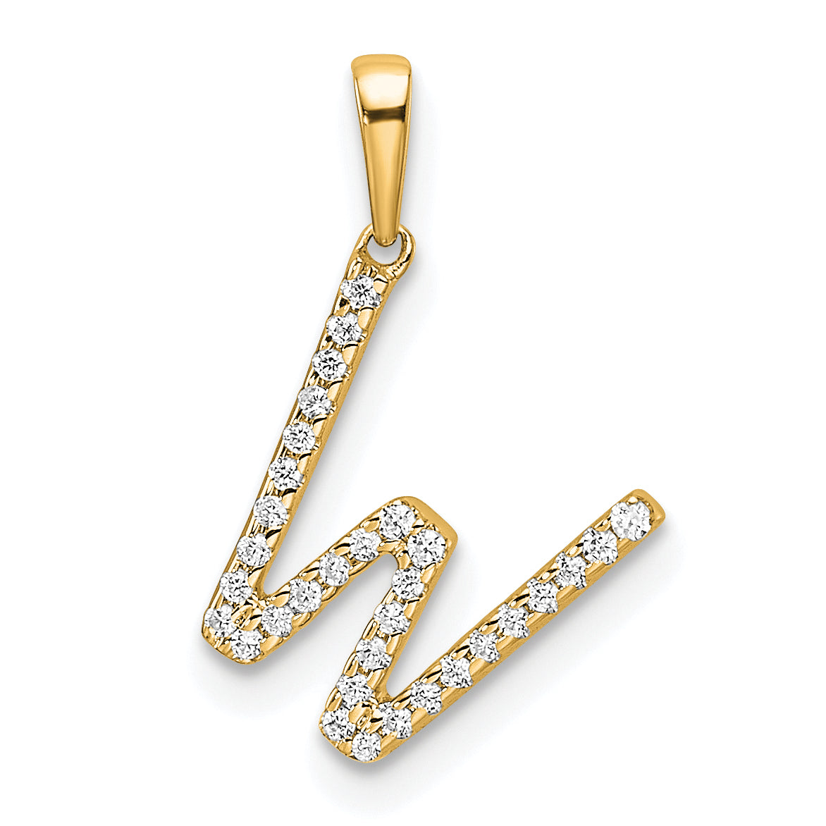 10K Yellow Gold 10K Diamond Letter W Initial Pendant