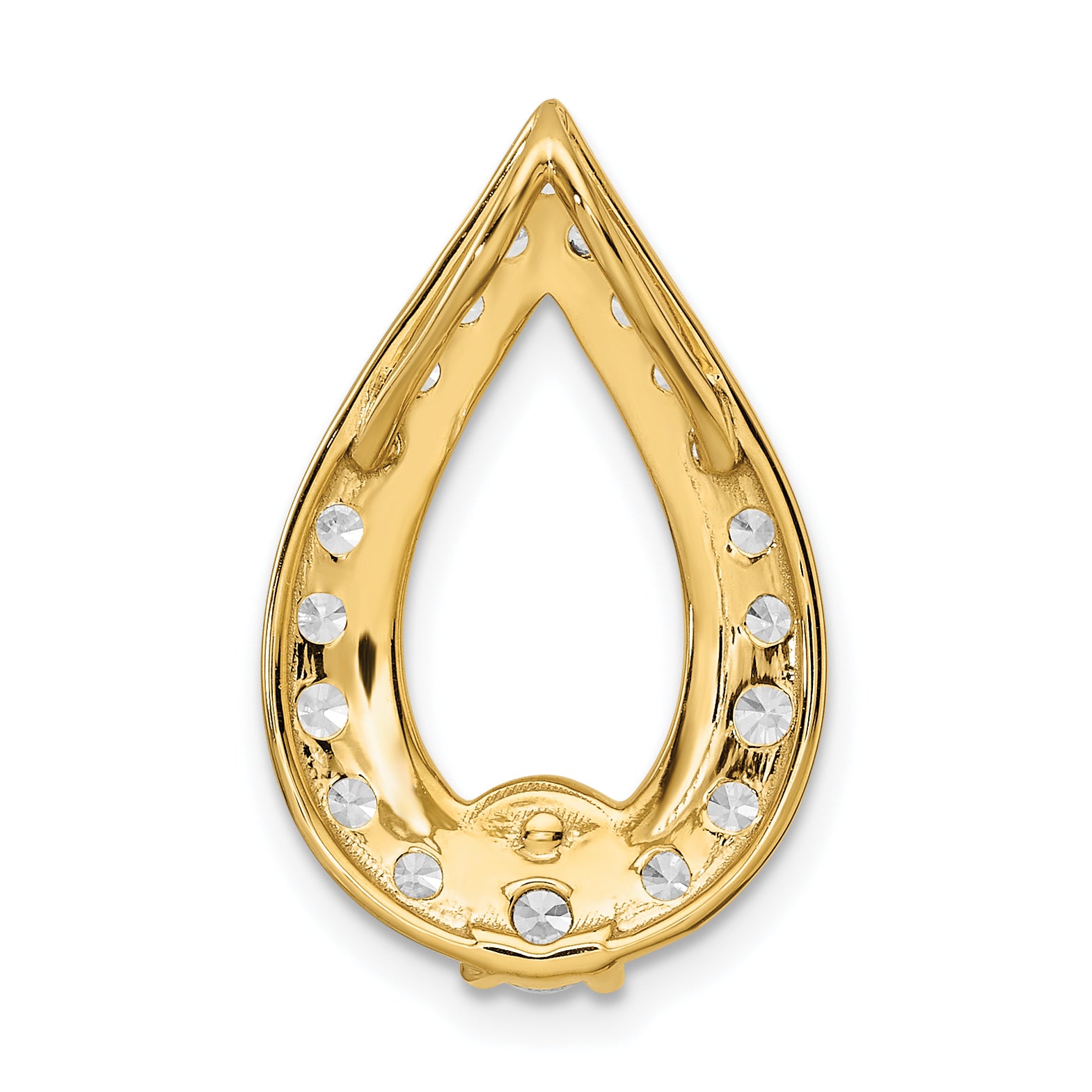 14k Yellow Gold 1 Ct. Lab Grown Diamond VS/SI+ G+ Teardrop Chain Slide Pendant