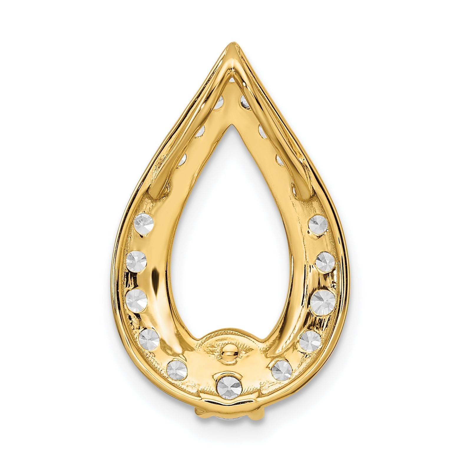 14k Yellow Gold 14k 1 carat Lab Grown Diamond VS/SI+ G+ Teardrop Chain Slide Pendant