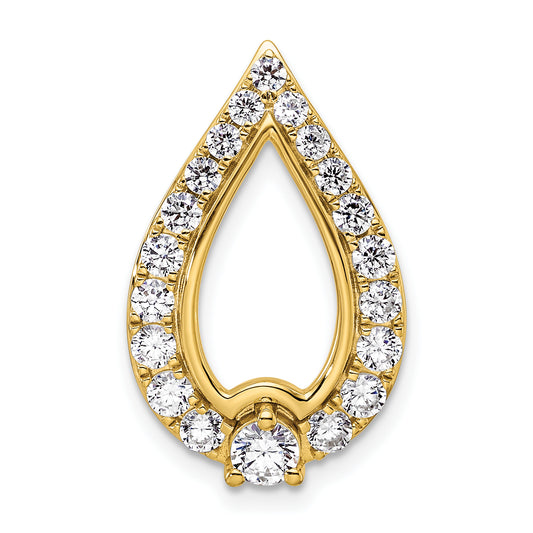 14k Yellow Gold 1 Ct. Lab Grown Diamond VS/SI+ G+ Teardrop Chain Slide Pendant