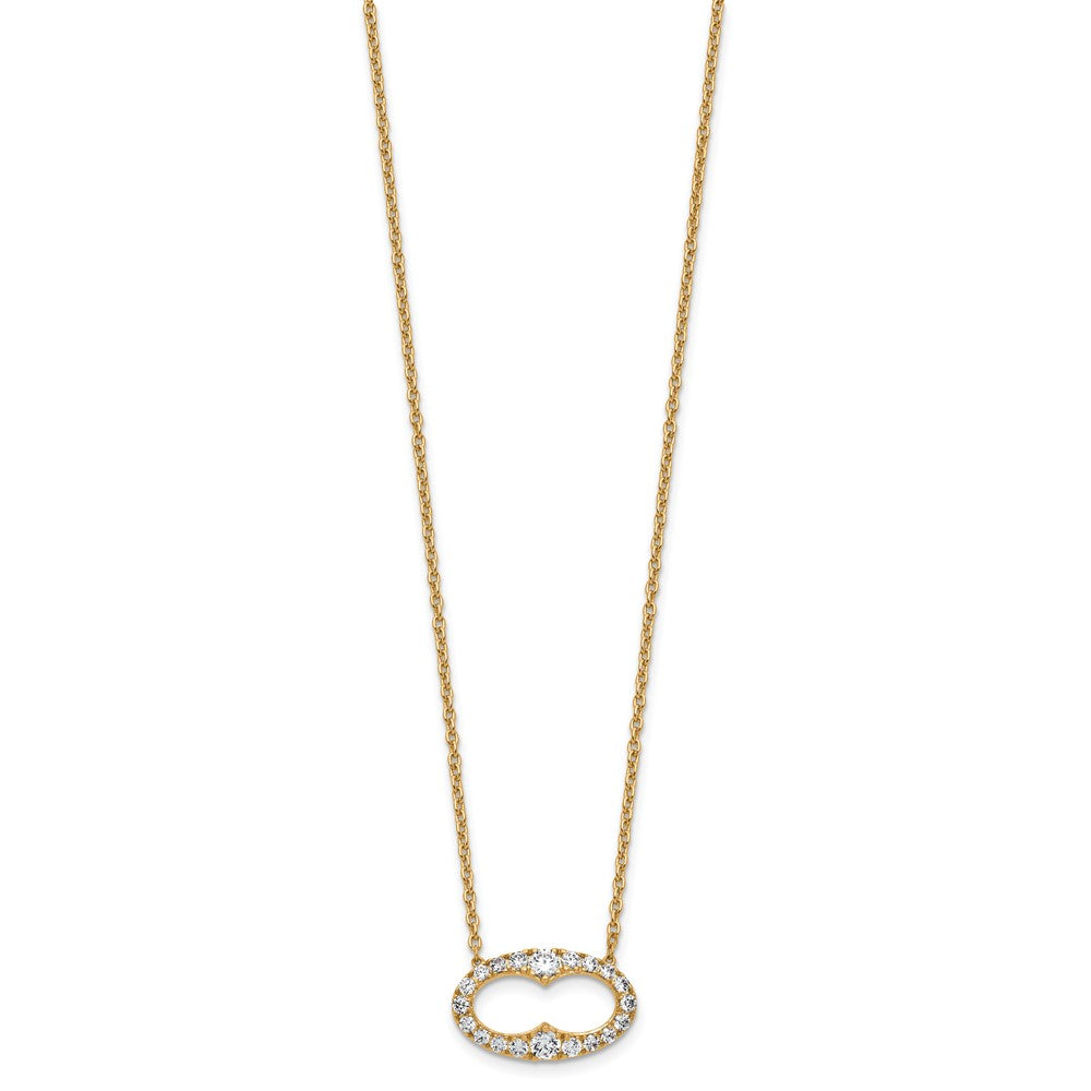 14k Yellow Gold 1 Ct. Lab Grown Diamond VS/SI+ G+ 18 inch Fancy Oval Necklace