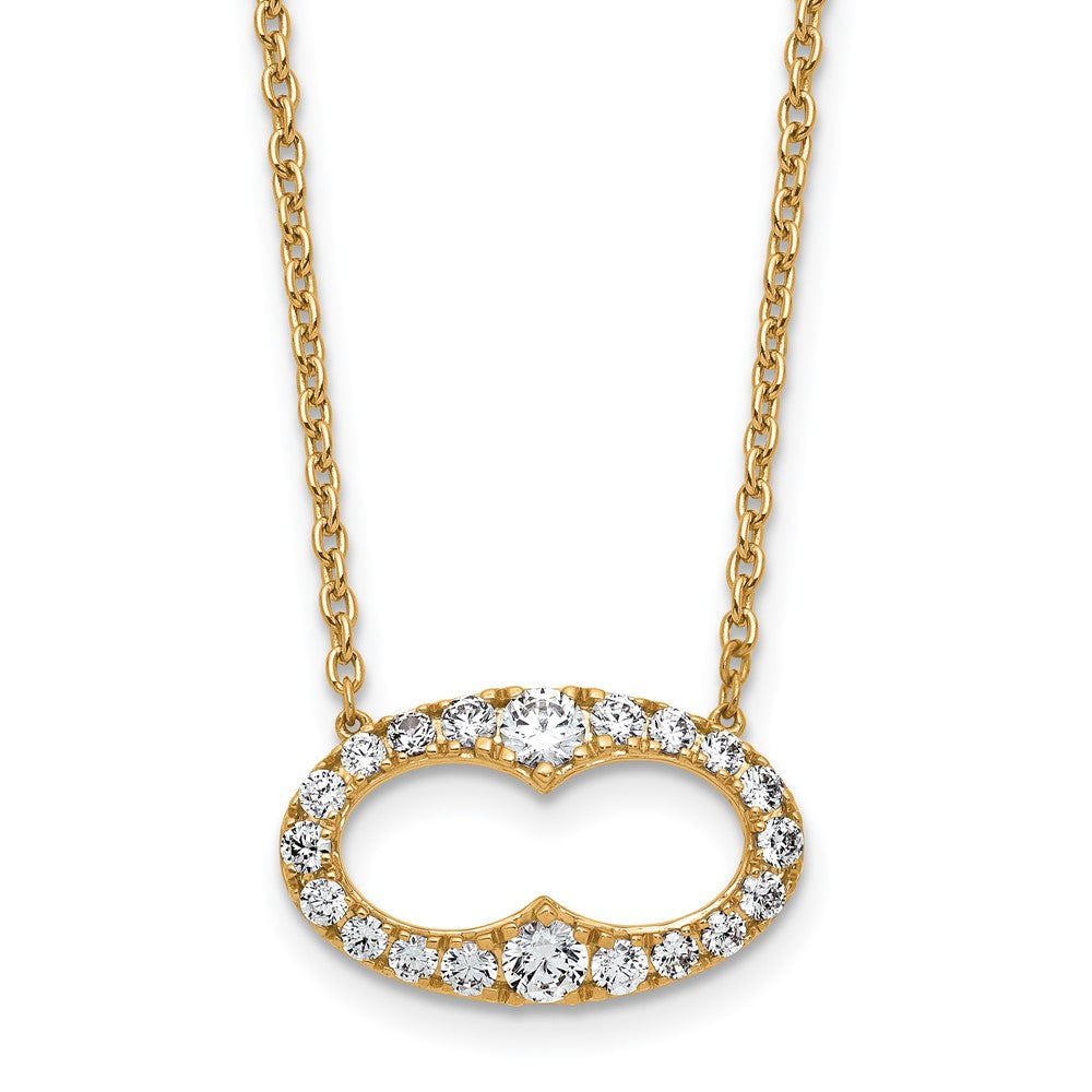 14k Yellow Gold 1 Ct. Lab Grown Diamond VS/SI+ G+ 18 inch Fancy Oval Necklace