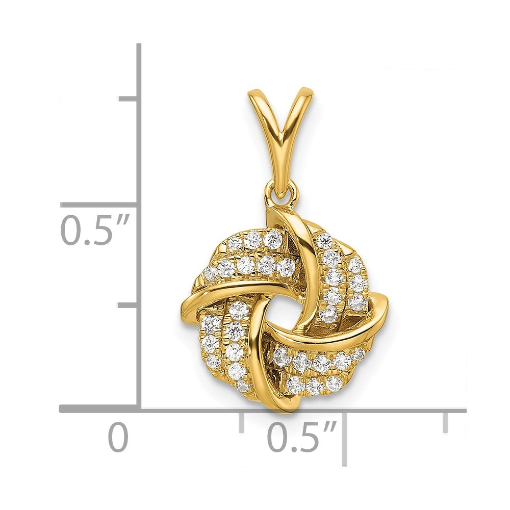 14k Yellow Gold 1/5 Ct. Lab Grown Diamond VS/SI+ G+ Love Knot Pendant