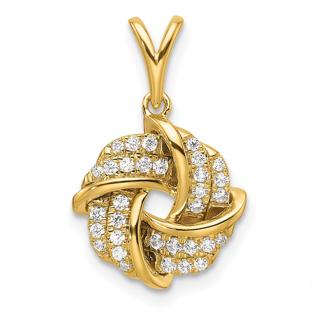 14k Yellow Gold 1/5 Ct. Lab Grown Diamond VS/SI+ G+ Love Knot Pendant
