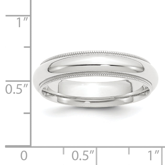 Platinum 5mm Polished Milgrain Comfort Fit Wedding Band