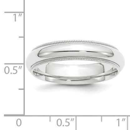 Platinum 5mm Polished Milgrain Comfort Fit Wedding Band