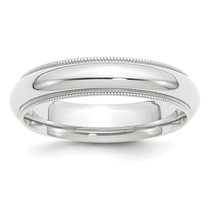 Platinum 5mm Polished Milgrain Comfort Fit Wedding Band