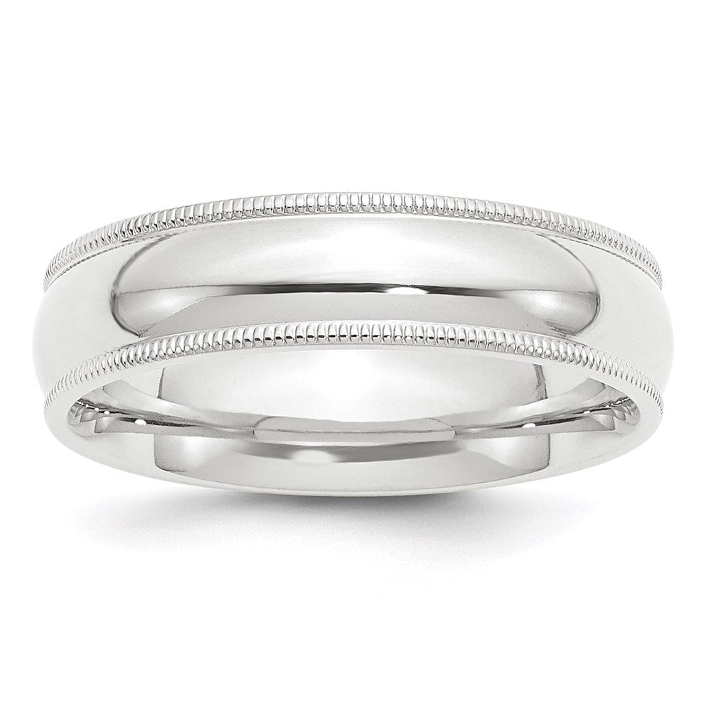 Platinum 6mm Polished Milgrain Comfort Fit Wedding Band