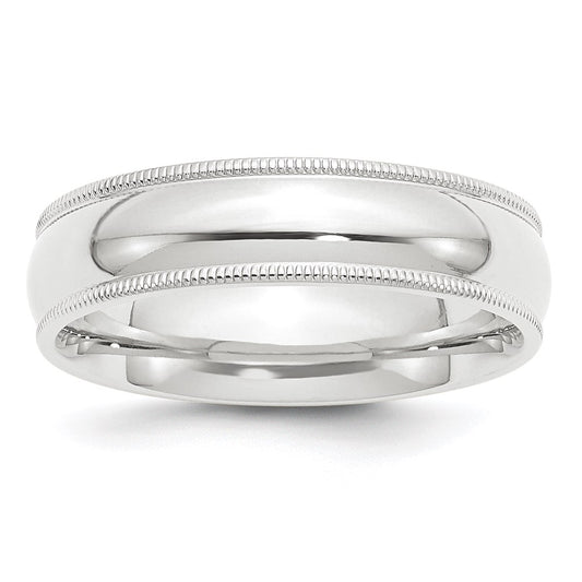 Platinum 6mm Polished Milgrain Comfort Fit Wedding Band