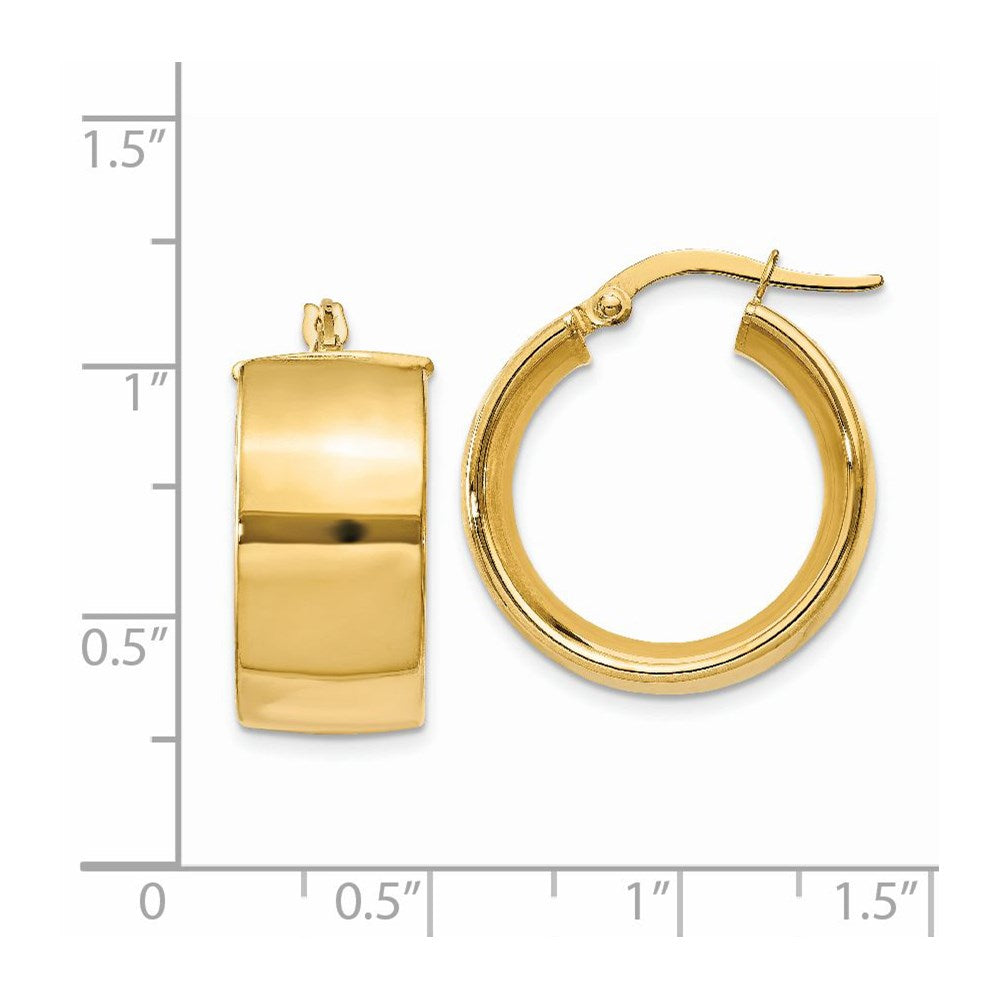 14K Yellow Gold 9.75mm Polished Round Hoop Earrings