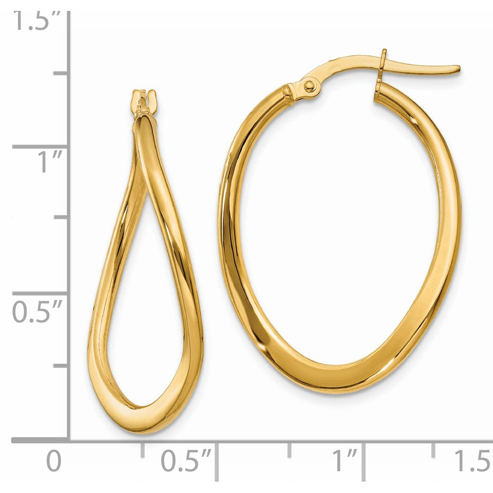 14K Yellow Gold 2mm Polished Tapered Twist Hoop Earrings
