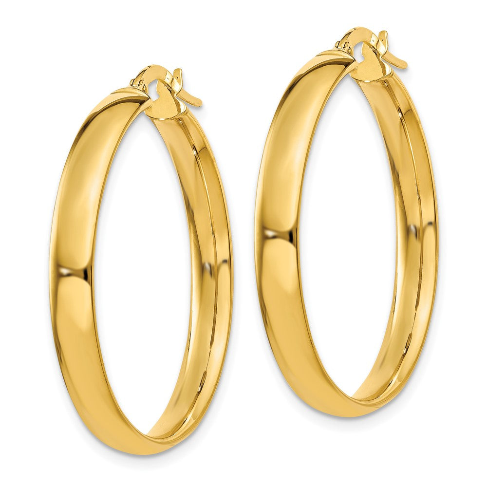 14K Yellow Gold 4X25mm Polished Hoop Earrings