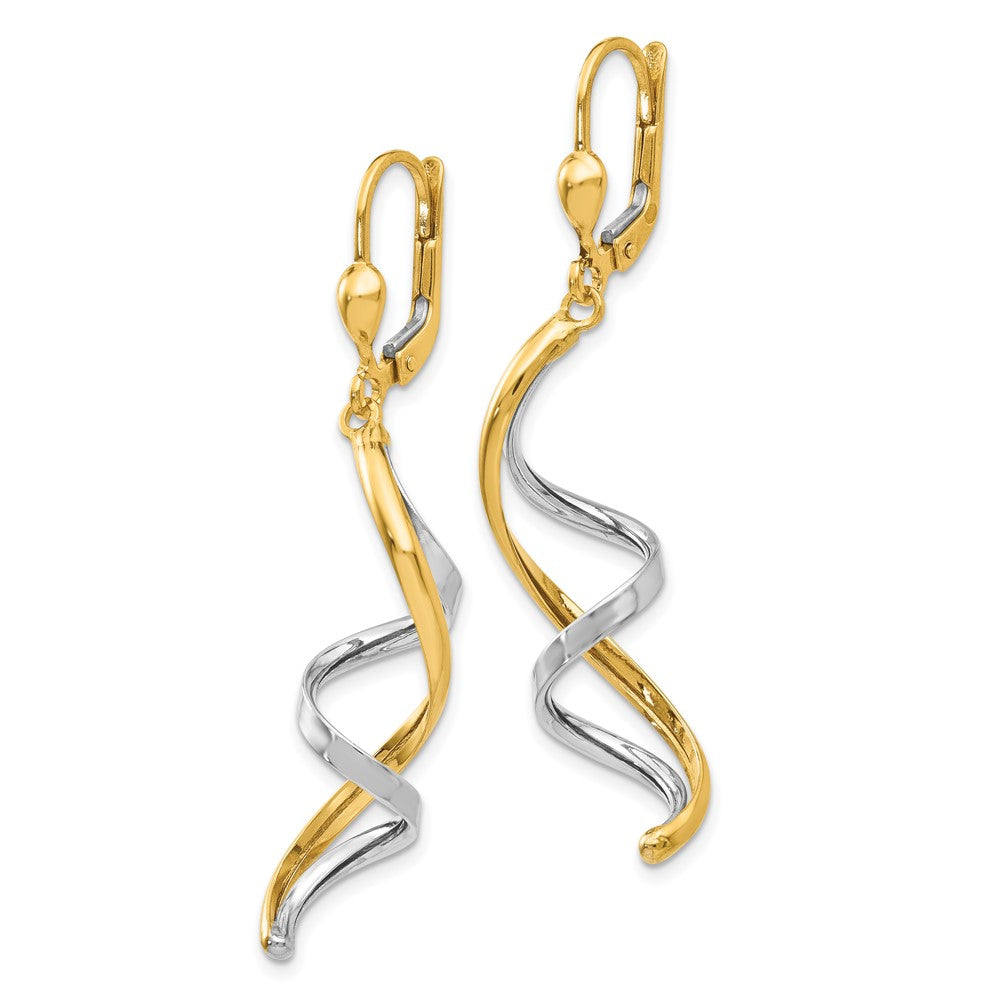 14K Two-Tone Spiral Leverback Earrings