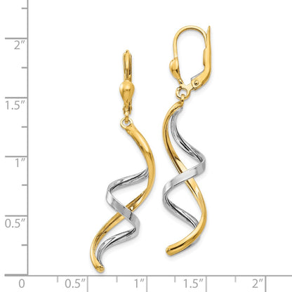 14K Two-Tone Spiral Leverback Earrings