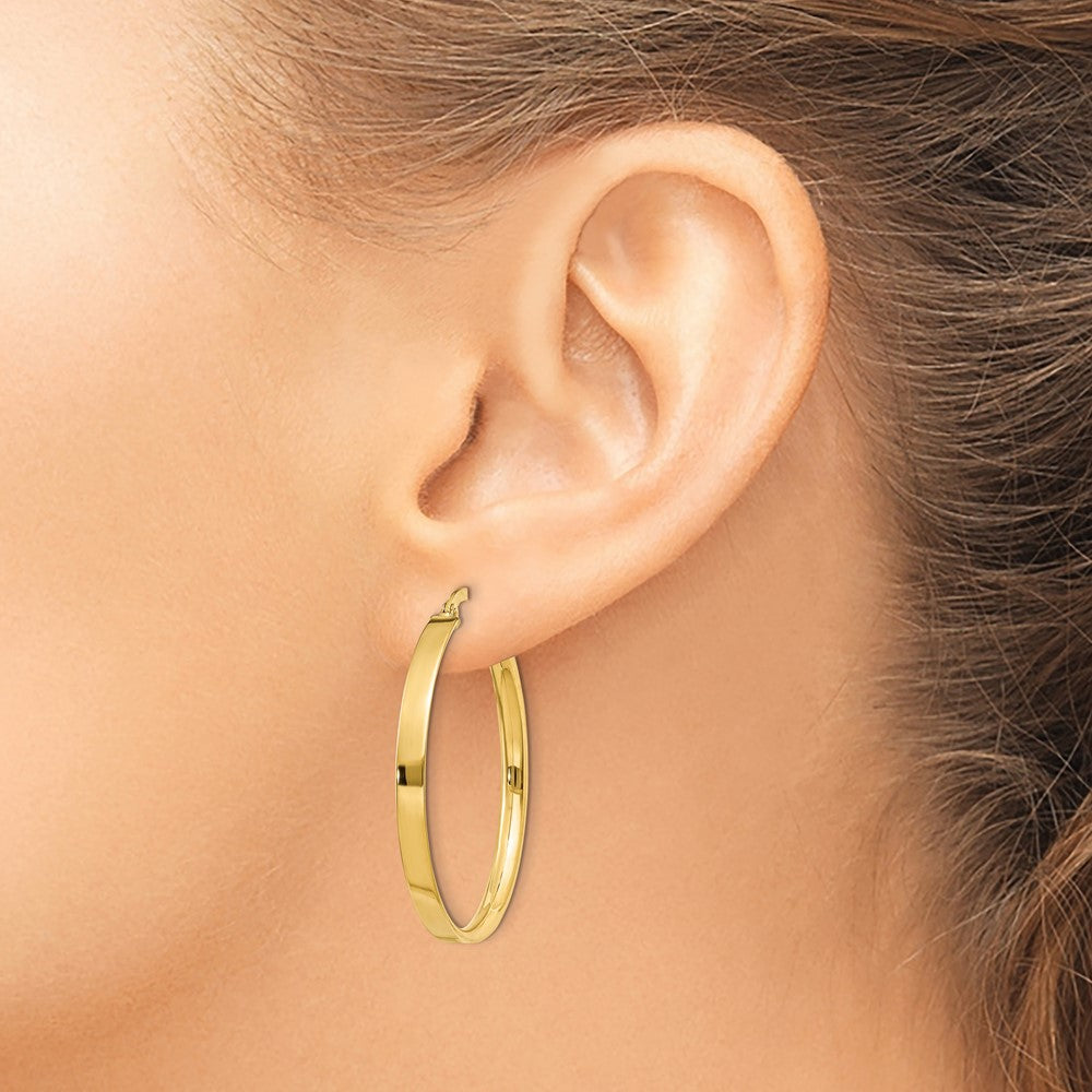 14K Yellow Gold 3mm Xl Hoop Earrings