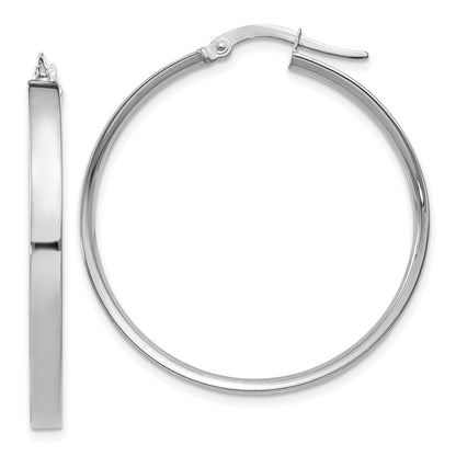 14K White Gold 3mm Xl Hoop Earrings