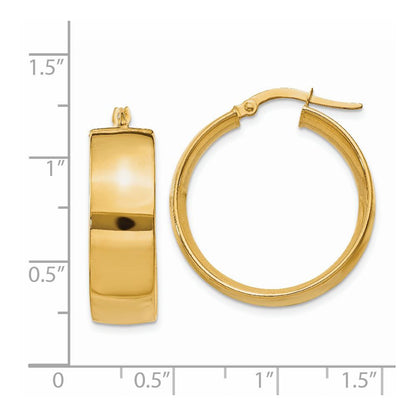 14K Yellow Gold 7.75mm Polished Large Hoop Earrings