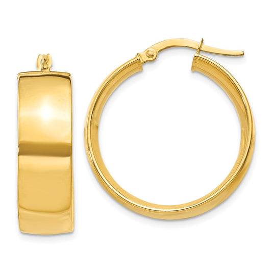 14K Yellow Gold 7.75mm Polished Large Hoop Earrings