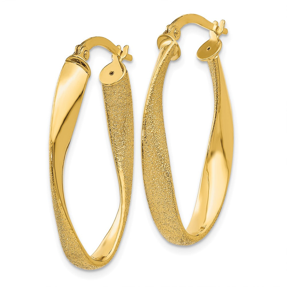 14K Yellow Gold 14Ky Oval Twist Hoop Earrings