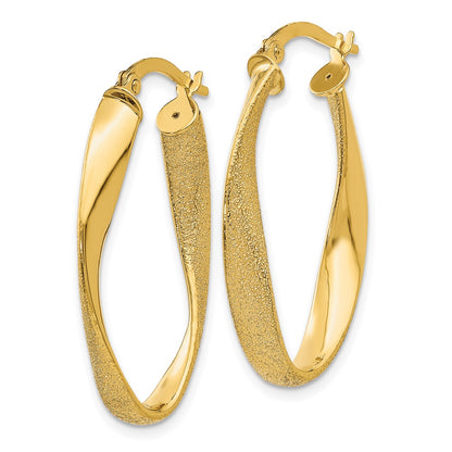 14K Yellow Gold 14Ky Oval Twist Hoop Earrings