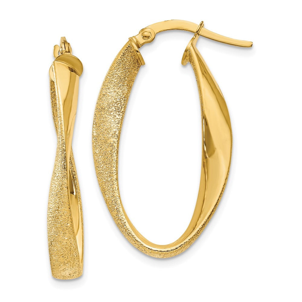 14K Yellow Gold 14Ky Oval Twist Hoop Earrings