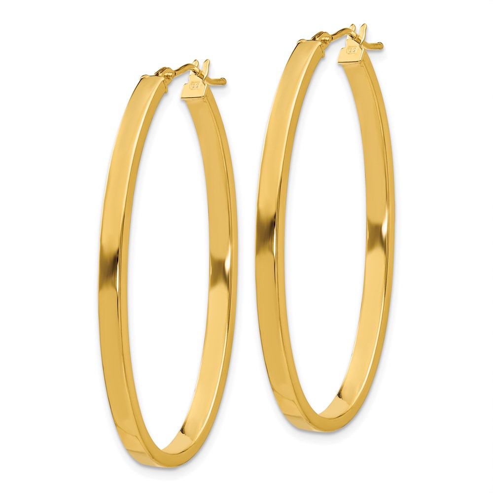 14K Yellow Gold 14Ky 3mm Polished Oval Hoop Earrings