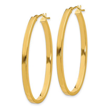 14K Yellow Gold 14Ky 3mm Polished Oval Hoop Earrings