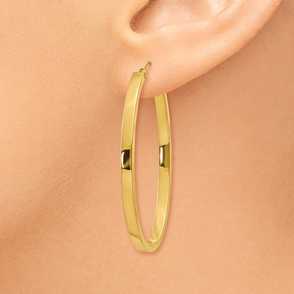 14K Yellow Gold 14Ky 3mm Polished Oval Hoop Earrings