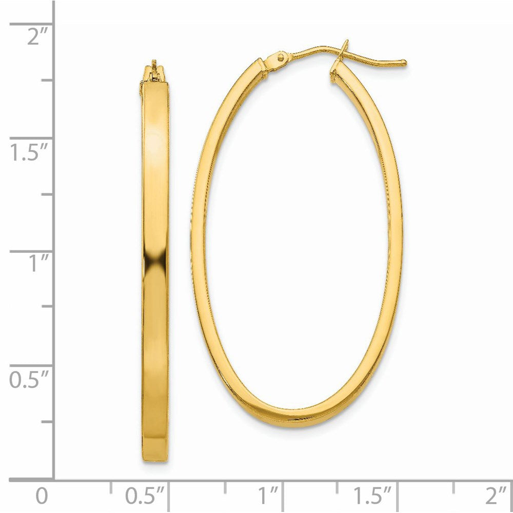 14K Yellow Gold 14Ky 3mm Polished Oval Hoop Earrings