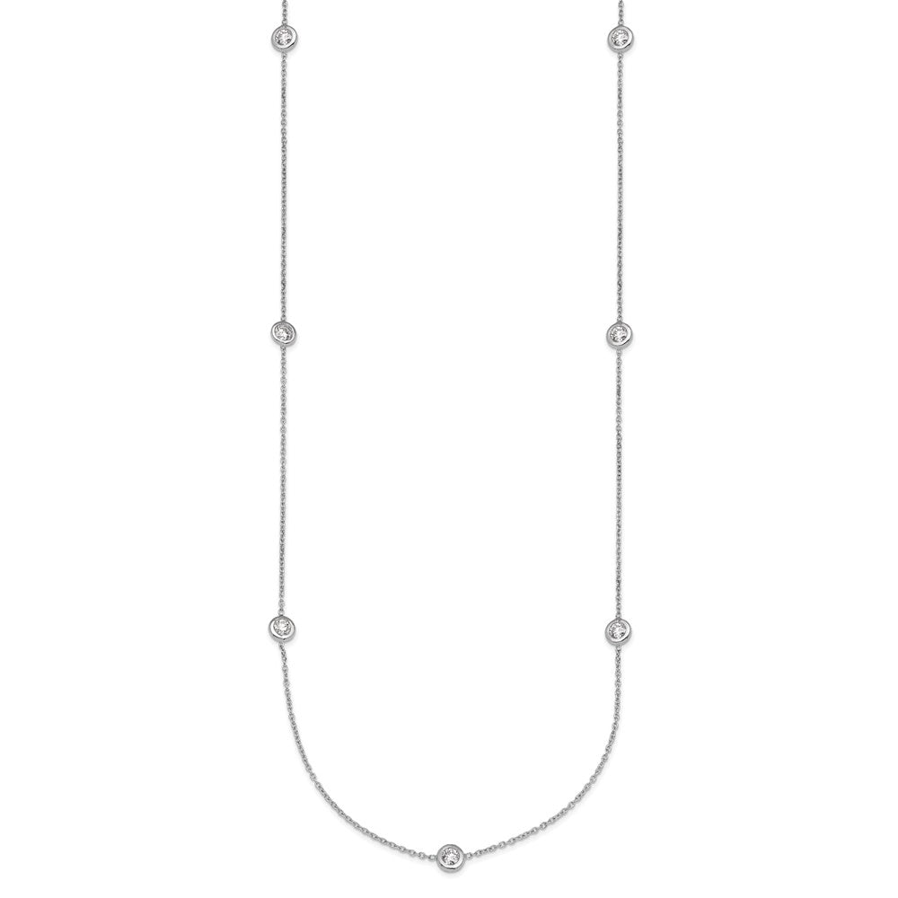Platinum Herco Polished Bezel Set 7 Lab Grown Diamond Station 18 Inch Necklace