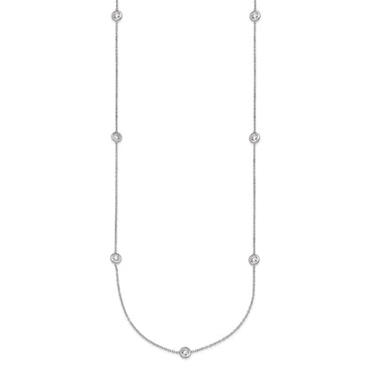 Platinum Herco Polished Bezel Set 9 Lab Grown Diamond Station 20 Inch Necklace