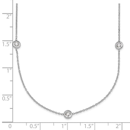 Platinum Herco Polished Bezel Set 9 Lab Grown Diamond Station 20 Inch Necklace