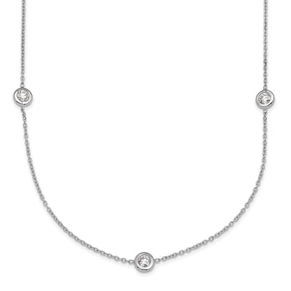 Platinum Herco Polished Bezel Set 7 Lab Grown Diamond Station 18 Inch Necklace