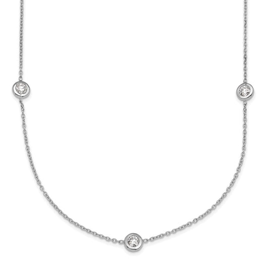 Platinum Herco Polished Bezel Set 7 Lab Grown Diamond Station 16 Inch Necklace