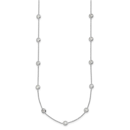 Platinum Herco Polished Bezel Set 14 Lab Grown Diamond Station 16 Inch Necklace