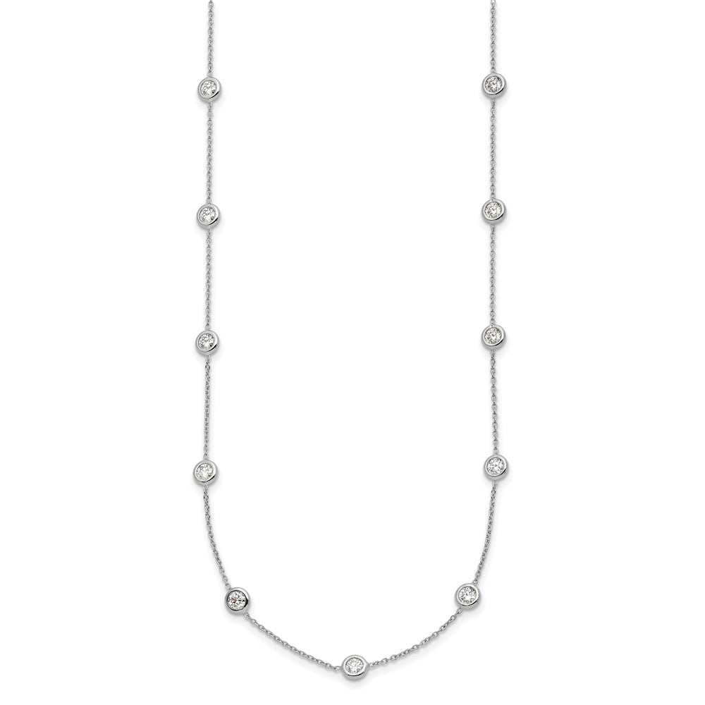 Platinum Herco Polished Bezel Set 14 Lab Grown Diamond Station 18 Inch Necklace
