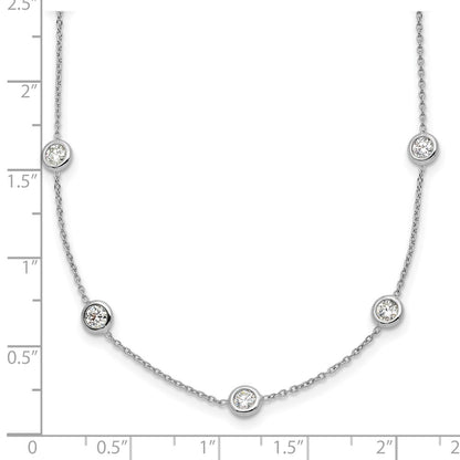 Platinum Herco Polished Bezel Set 16 Lab Grown Diamond Station 20 Inch Necklace
