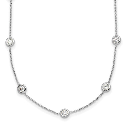 Platinum Herco Polished Bezel Set 14 Lab Grown Diamond Station 16 Inch Necklace