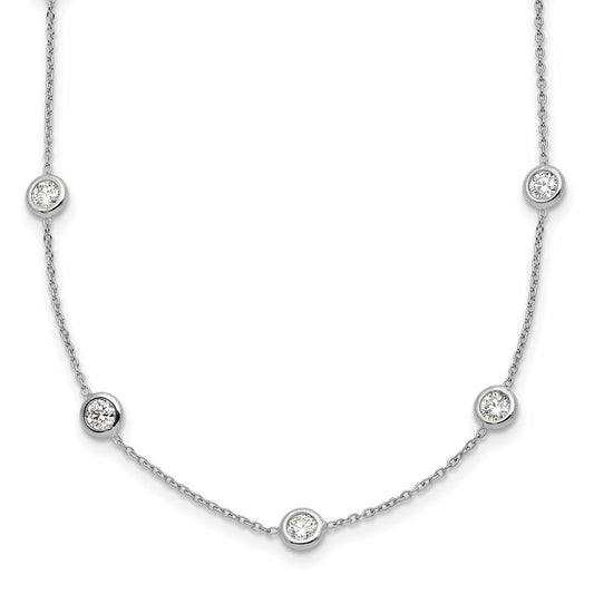 Platinum Herco Polished Bezel Set 16 Lab Grown Diamond Station 20 Inch Necklace