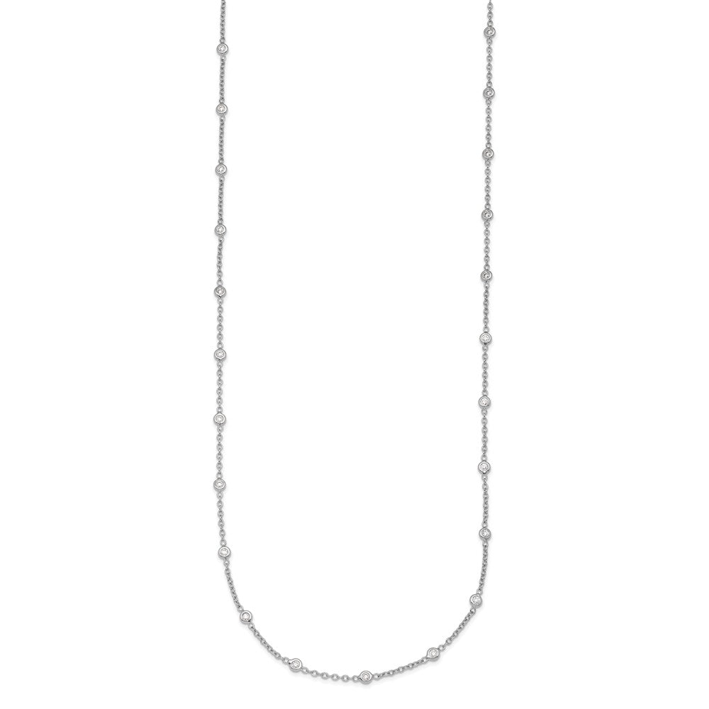 Platinum Herco Polished Bezel Set 28 Lab Grown Diamond Station 16 Inch Necklace